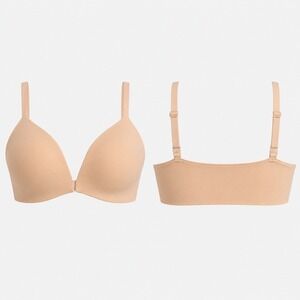 Bare Necessities Front Close Wire Free Wireless Bra NEW (36DD) Beige Adjustable